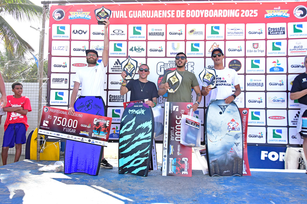 Atletas de Guarujá brilham no Festival Guarujaense de Bodyboarding Primavera 2025